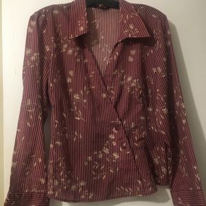 SZ XL pinstripe burgundy long sleeves top